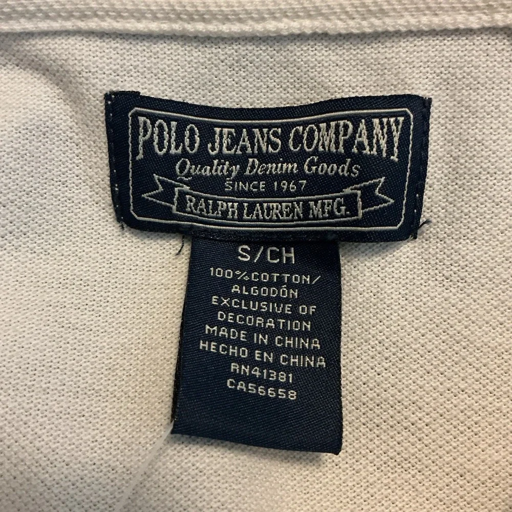 Vintage‎ Polo Ralph Lauren Embroidered Polo Shirt White Navy Men's Sz Small NWT